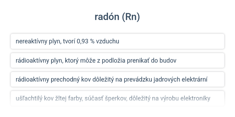 Prvky podľa popisu