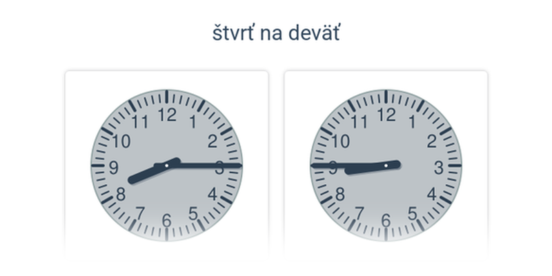 Štvrť, pol, trištvrte, celá: slovný popis