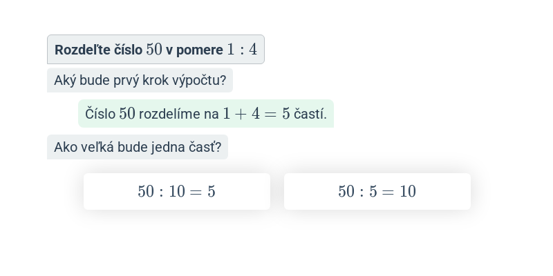 Pomery: zmena a rozdelenie čísla