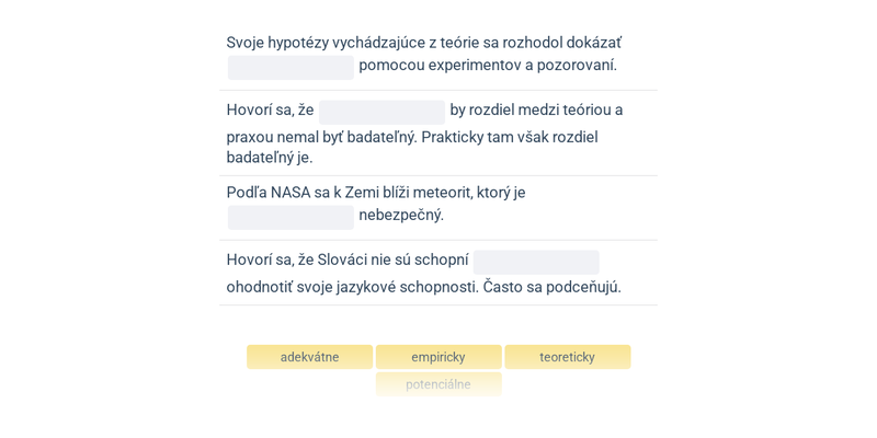 Prídavné mená: popis sveta, veda